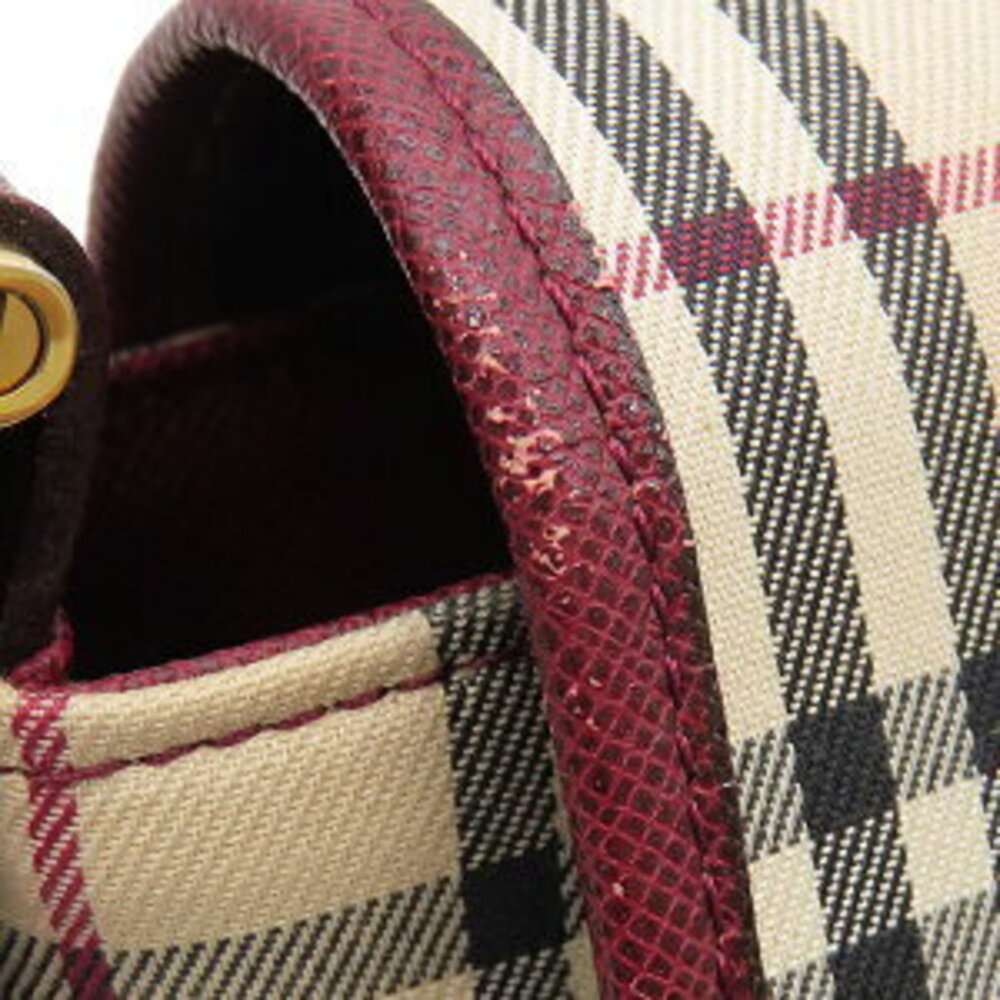 Burberry leather Shoulder Beige Hobo Tan brown canvas Check red One wine pattern - Picture 7 of 9